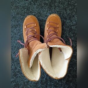 Timberland Reykir Ghillie Combat Boots Women Size 8M Brown Suede Sherpa